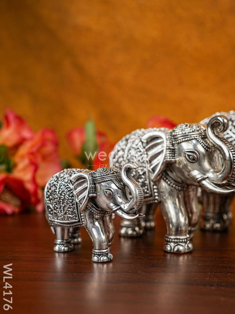 German Silver Elephant Figurine - Set Of 3-Wl4176 Figurines