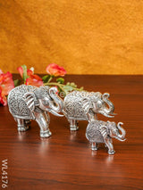 German Silver Elephant Figurine - Set Of 3-Wl4176 Figurines