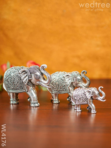 German Silver Elephant Figurine - Set Of 3-Wl4176 Figurines