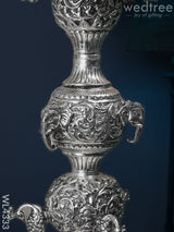 German Silver Elephant Peacock Diya - 40 Inch Wl4333 Pooja Utility