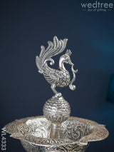 German Silver Elephant Peacock Diya - 40 Inch Wl4333 Pooja Utility