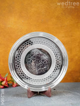 German Silver Engraved 10 Inch Plate - Wl2604 Pooja Utility