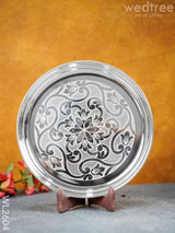 German Silver Engraved 10 Inch Plate - Wl2604 Pooja Utility