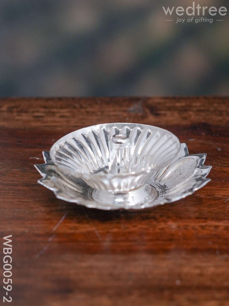 German Silver Floral Designed Diya - Wbg0059 Design 2 Diyas