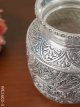 German Silver Floral Kalash With Antique Finish - Wl3602-3 Pooja Utility