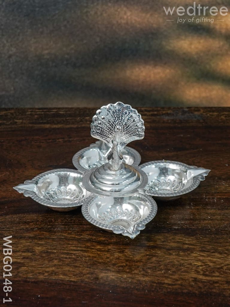 German Silver Four Face Diya - Wbg0148 1 Diyas