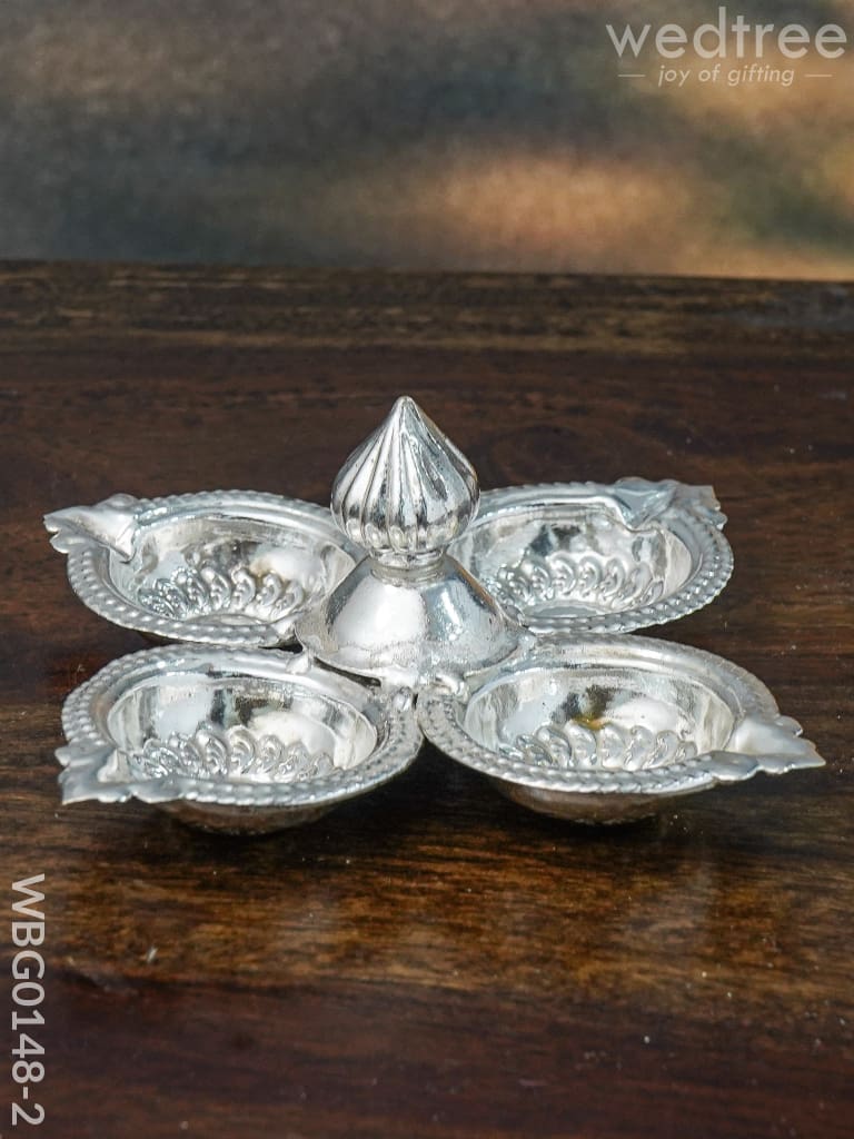 German Silver Four Face Diya - Wbg0148 2 Diyas