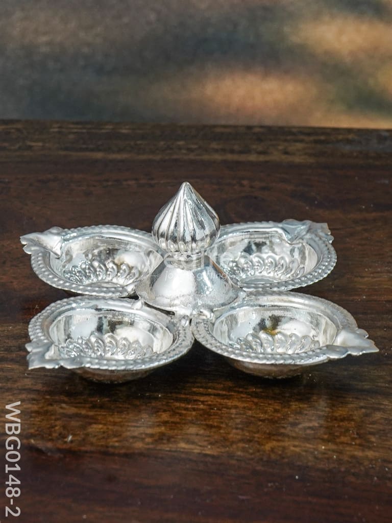 German Silver Four Face Diya - Wbg0148 2 Diyas