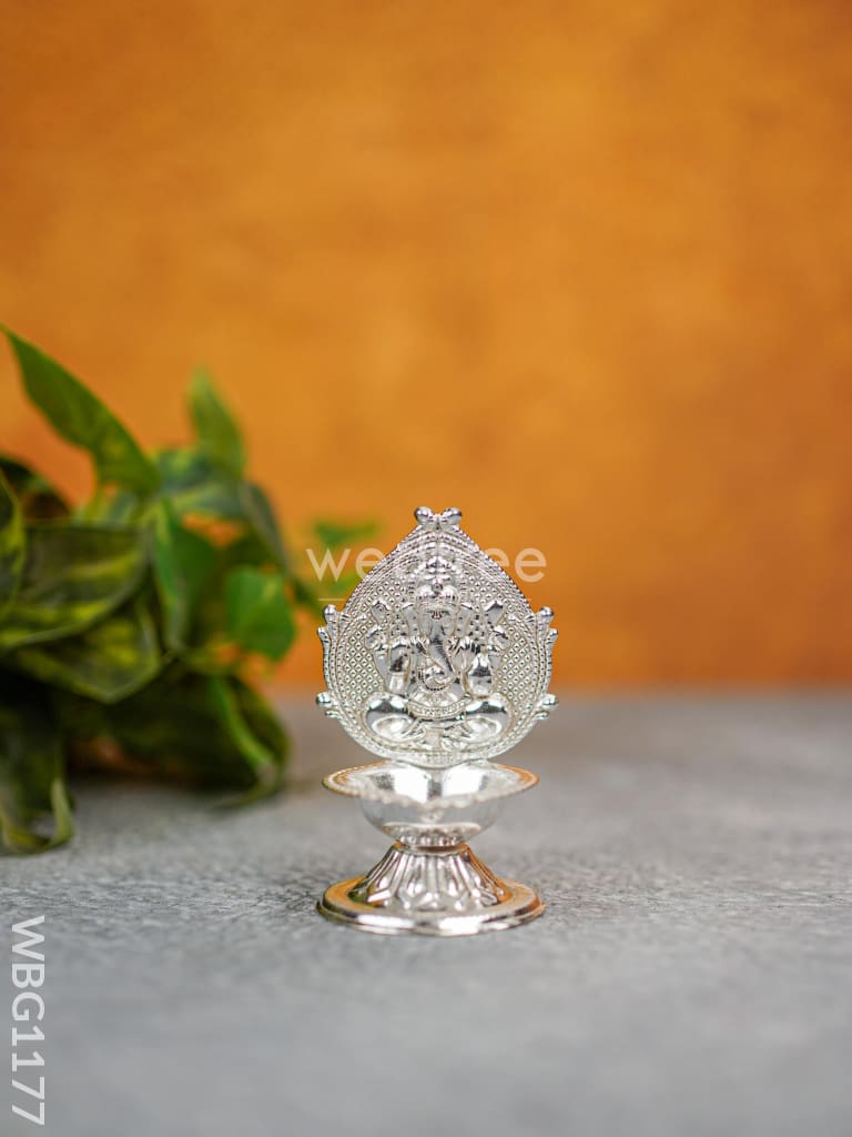 German Silver Ganesha Diya - Wbg1177 Silver Diya