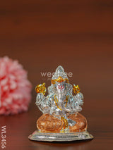 German Silver Ganesha Idol With Meenakari Finish - Wl3456 Figurines