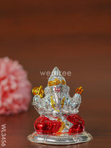 German Silver Ganesha Idol With Meenakari Finish - Wl3456 Figurines