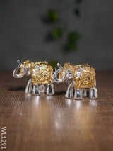 German Silver Gold Finish Baby Elephant (Set Of 2) - Wl1291 Figurines