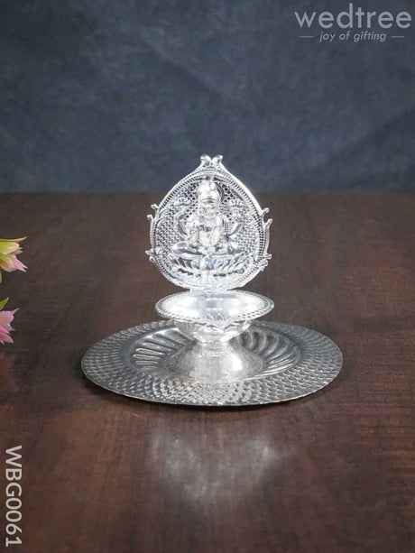 German Silver Kamakshi Diya On Plate - Wbg0061 Diyas