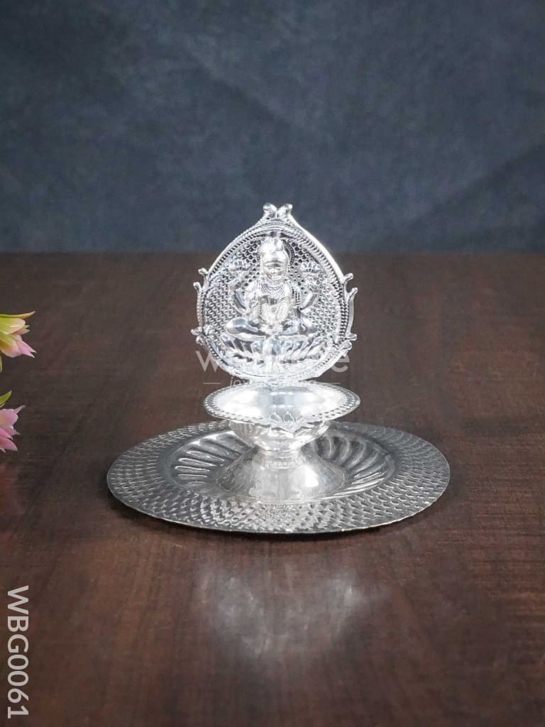 German Silver Kamakshi Diya On Plate - Wbg0061 Diyas