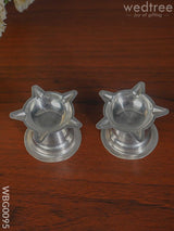 German Silver Kamal Diya With Stand (Set Of 2) - Wbg0095 Diyas