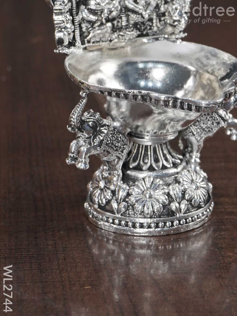 German Silver Kubera Lakshmi Diya - Wl2744 Diyas