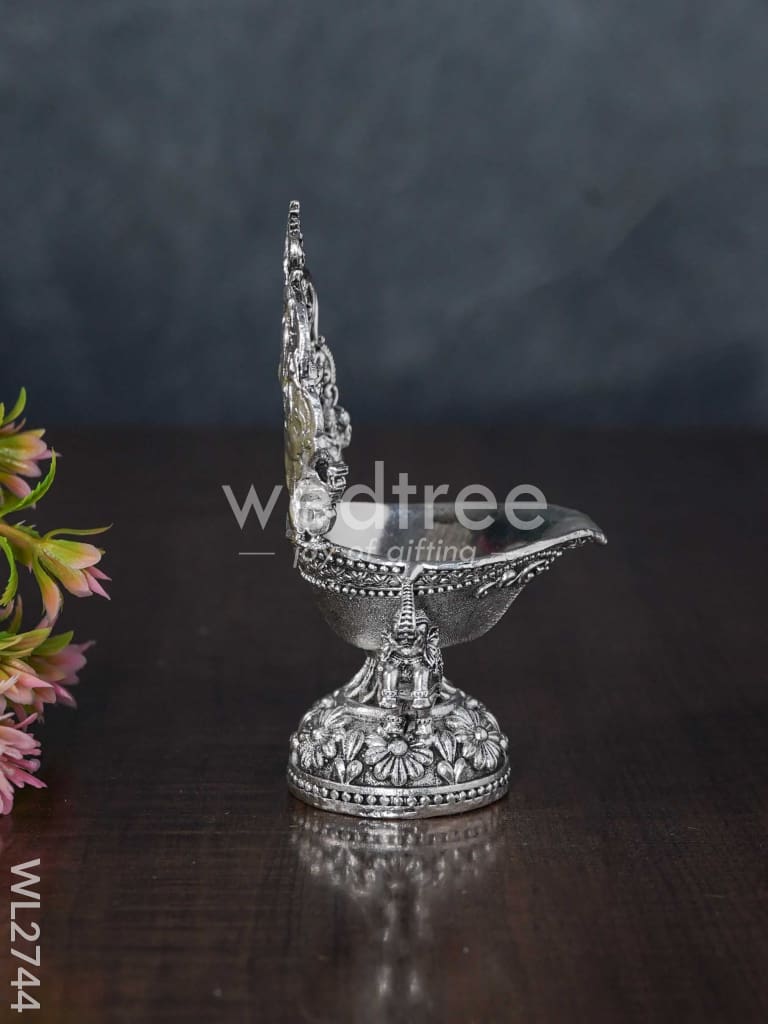 German Silver Kubera Lakshmi Diya - Wl2744 Diyas