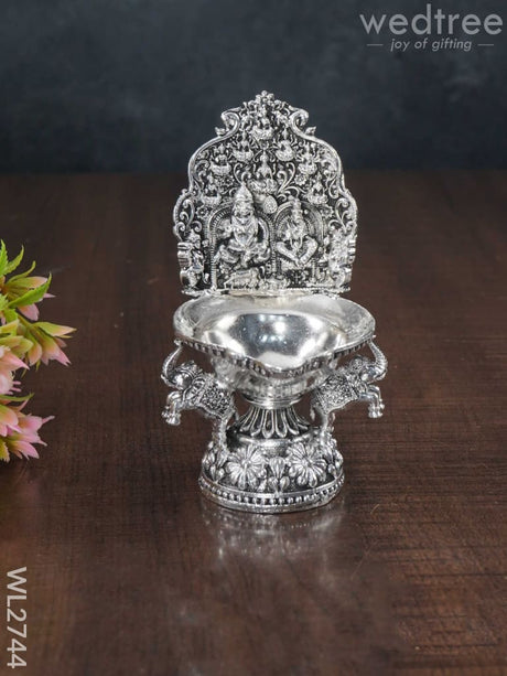 German Silver Kubera Lakshmi Diya - Wl2744 Diyas