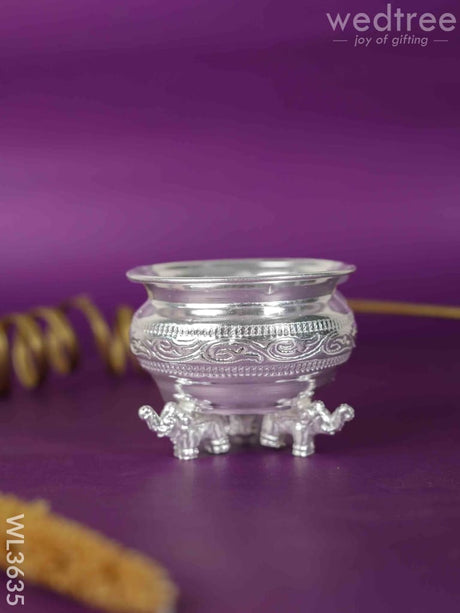 German Silver Kumkum Bowl - Wl3635 Pooja Utility