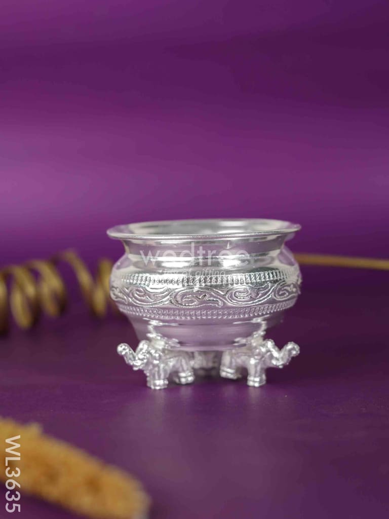 German Silver Kumkum Bowl - Wl3635 Pooja Utility