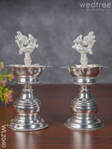 German Silver Kuthu Vilakku (Set Of 2) 6.5 Inches - Wl2040 Diyas