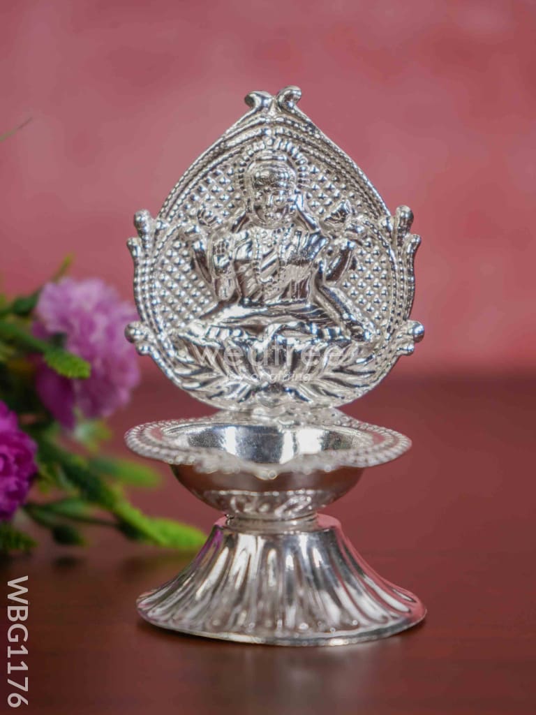 German Silver Lakshmi Diya - Wbg1176 Diyas