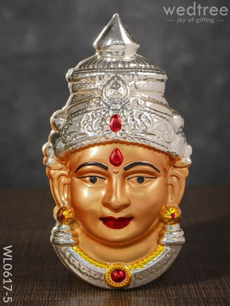 German Silver Lakshmi Face - Wl0617 6.5 Inch Copper Finish Pooja Utility