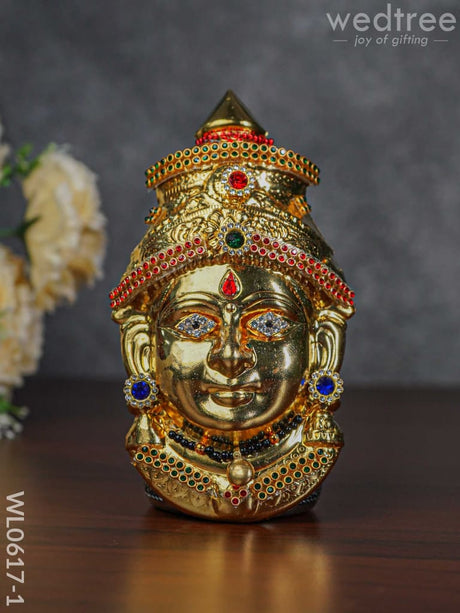 German Silver Lakshmi Face - Wl0617 Gold Finish Pooja Utility