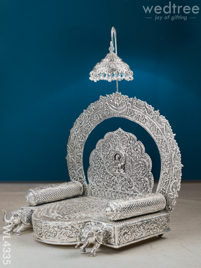 German Silver Lakshmi Simhasanam - 17 Inch Wl4335 Pooja Utility