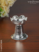 German Silver Lotus Shaped Diya With Stand - Wbg1099 Small Diyas