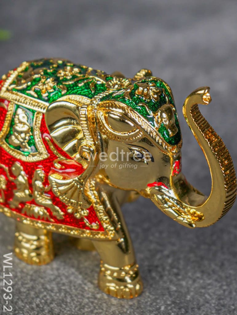 German Silver Elephant Meenekari Finish - Wl1293-2 Figurines