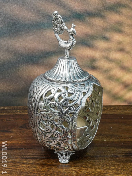 German Silver Peacock Akhand Diya - Wl0019 Diyas