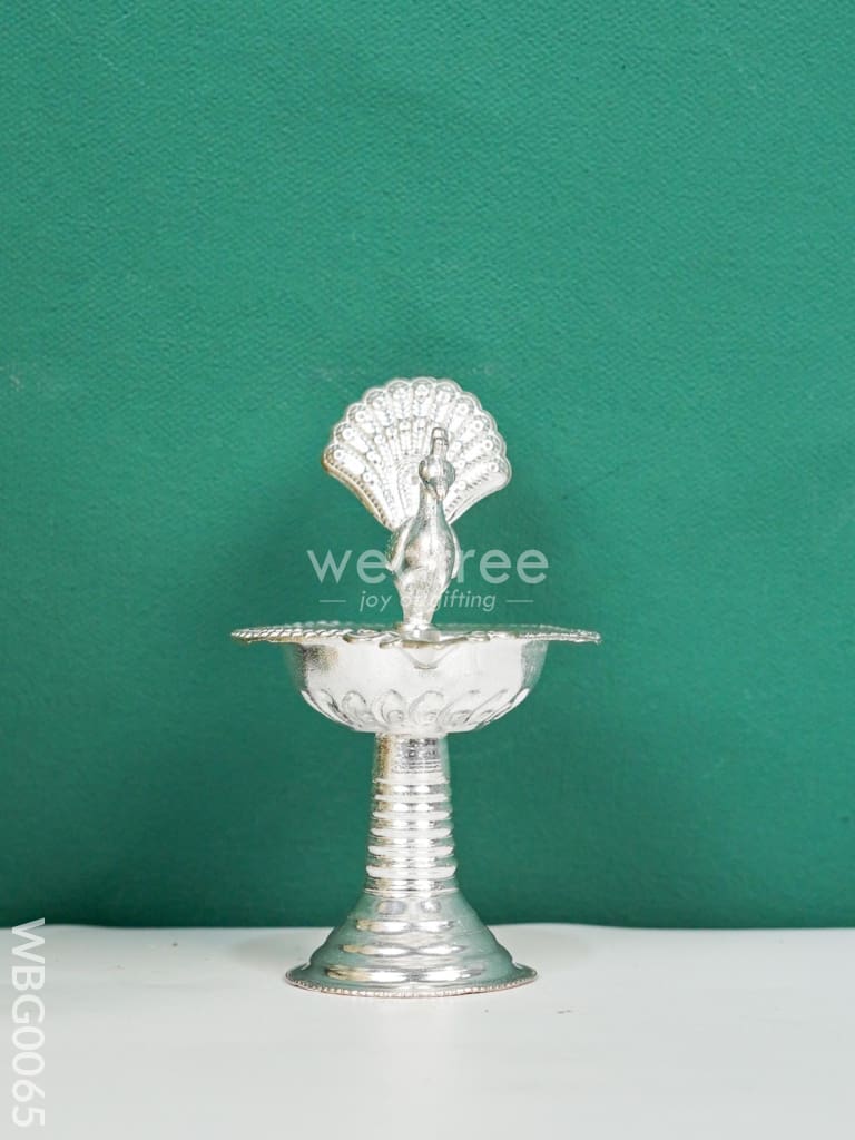 German Silver Peacock Diya In Kuthuvilakku Stand - Wbg0065 Rg