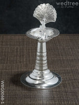 German Silver Peacock Diya With Feathers - Wbg0068 Diyas