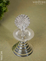 German Silver Peacock Diya With Feathers - Wl3586 Diyas