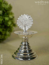 German Silver Peacock Diya With Feathers - Wl3586 Diyas