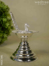 German Silver Peacock Diya With Feathers - Wl3586 Diyas