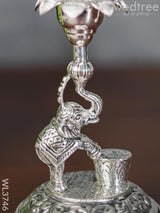 German Silver Peacock With Elephant 5 Face Diya - Set Of 2 Wl3746 Diyas