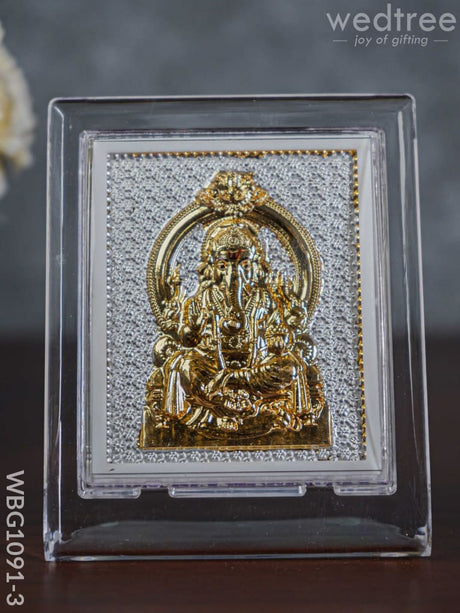 German Silver Plated Ganesha Photoframe (4.5 Inch) With Stand - Wbg1091-3 Photo Frame