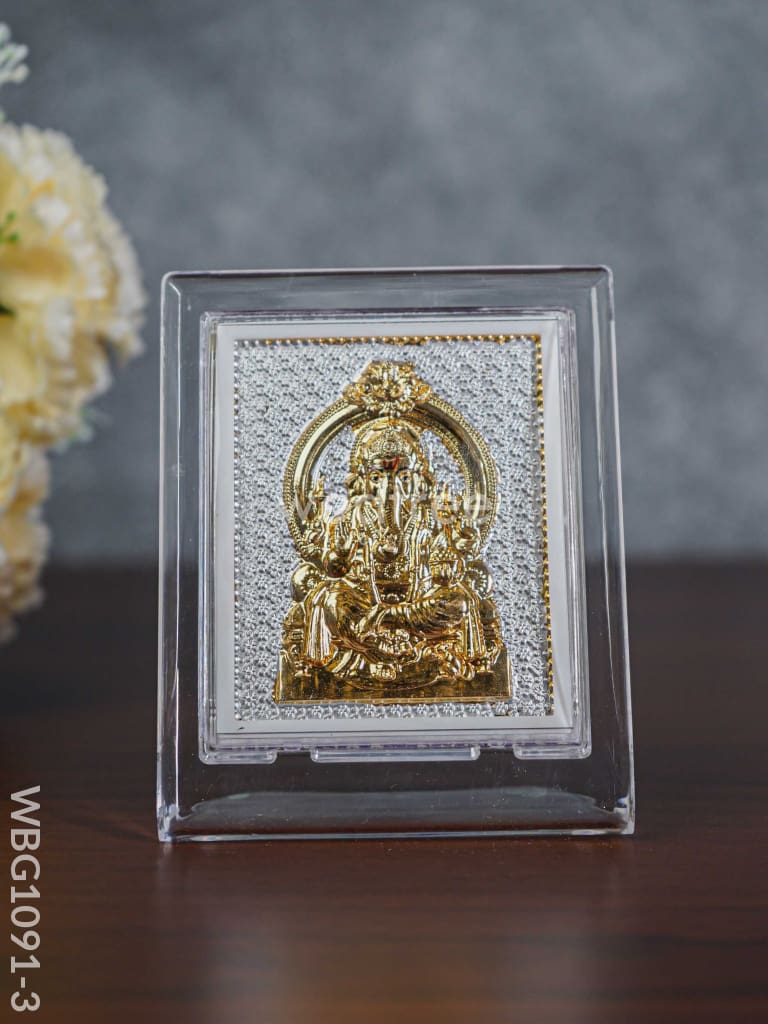 German Silver Plated Ganesha Photoframe (4.5 Inch) With Stand - Wbg1091-3 Photo Frame