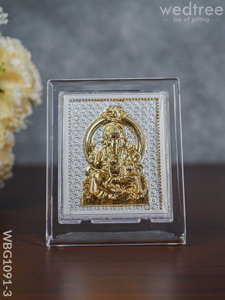 German Silver Plated Ganesha Photoframe (4.5 Inch) With Stand - Wbg1091-3 Photo Frame