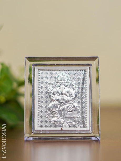 German Silver Plated Photoframe With Stand - Small Ganesh Wbg0052-1 Photo Frame