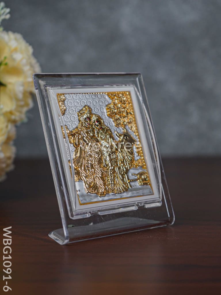 German Silver Plated Radha Krishna Photoframe (4.5 Inch) With Stand - Wbg1091-6 Photo Frame