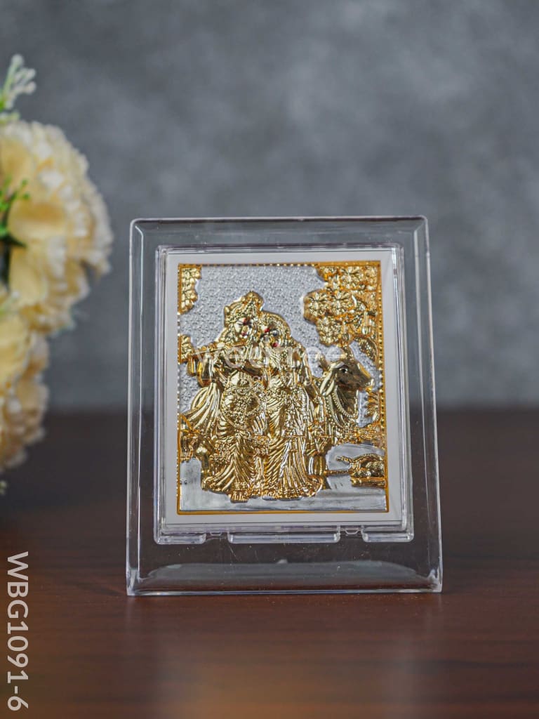 German Silver Plated Radha Krishna Photoframe (4.5 Inch) With Stand - Wbg1091-6 Photo Frame