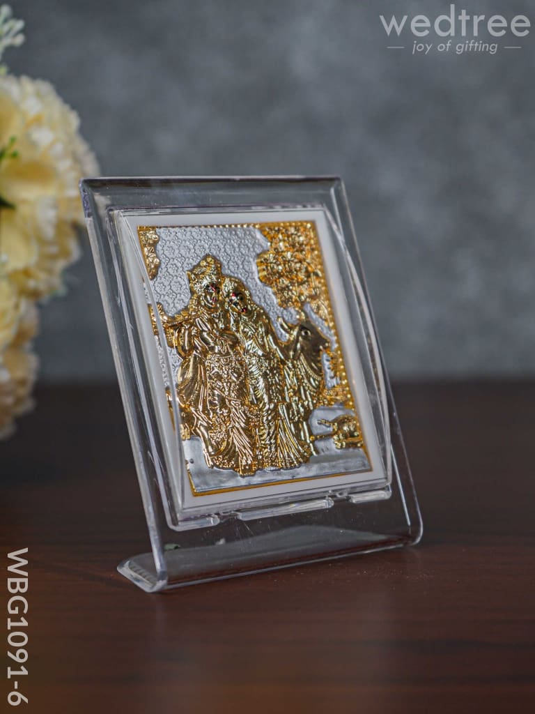 German Silver Plated Radha Krishna Photoframe (4.5 Inch) With Stand - Wbg1091-6 Photo Frame