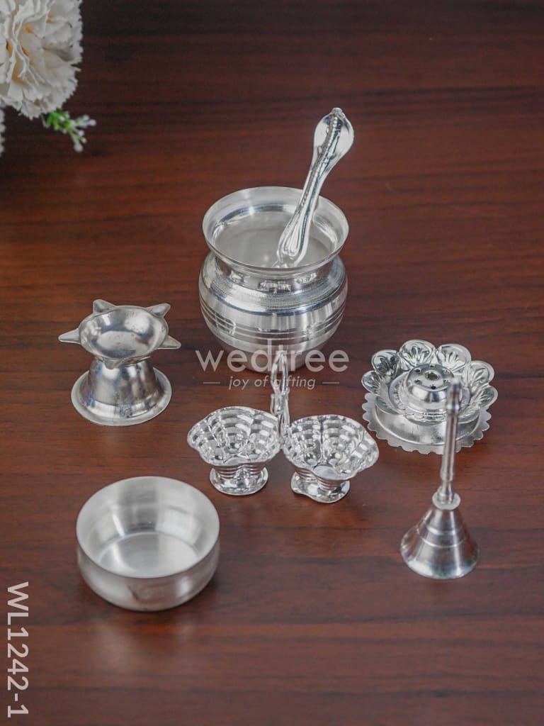 German Silver Pooja Thali Set - 8.5 Inch Wl1242-1 Utility