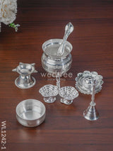 German Silver Pooja Thali Set - 8.5 Inch Wl1242-1 Utility