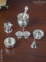 German Silver Pooja Thali Set - 10 Inch Wl1242-2 Utility