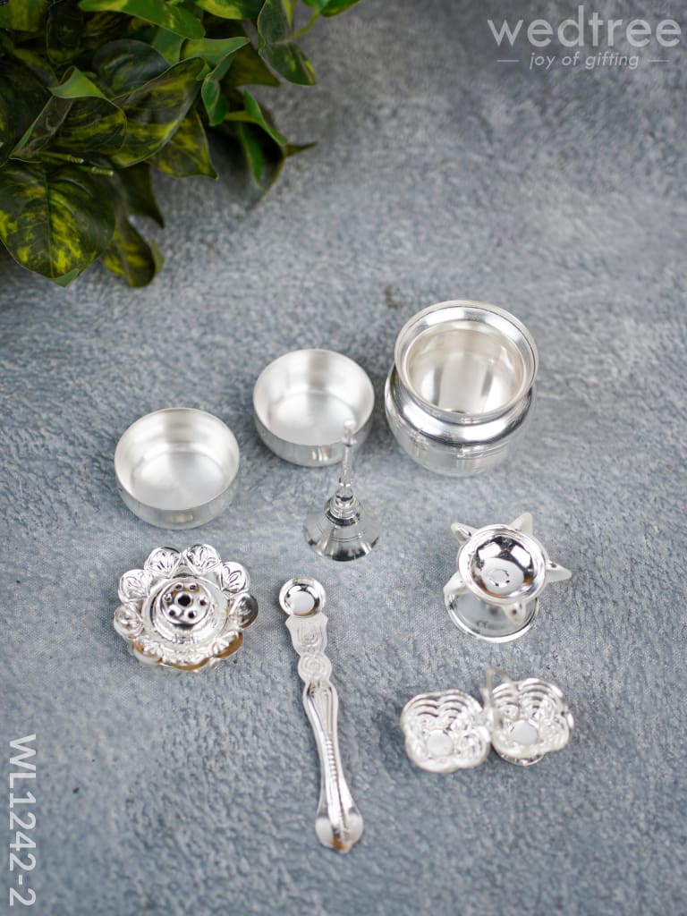 German Silver Pooja Thali Set - 10 Inch Wl1242-2 Utility