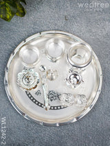 German Silver Pooja Thali Set - 10 Inch Wl1242-2 Utility
